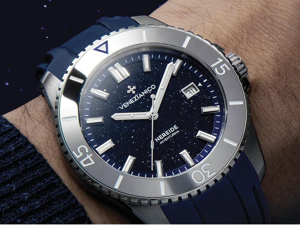 Montre Automatique Venezianico Nereide Avventurina, 42 mm, Bleu, 4521550