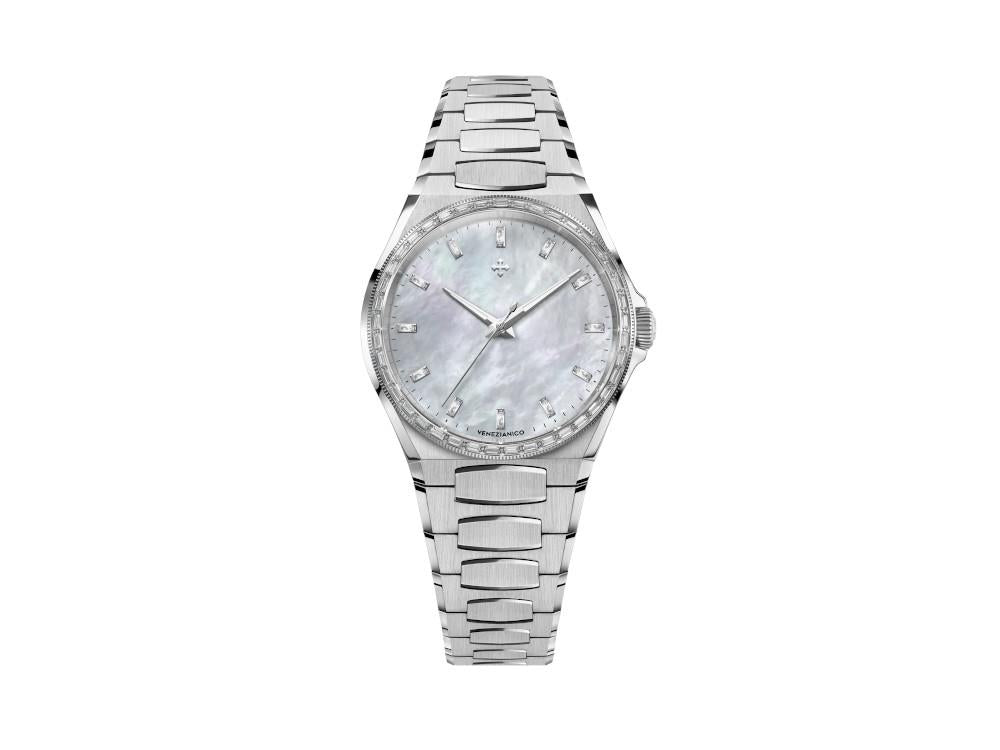 Montre Automatique Venezianico Arsenale Moissanite, 37 mm, Blanc, 6121511C
