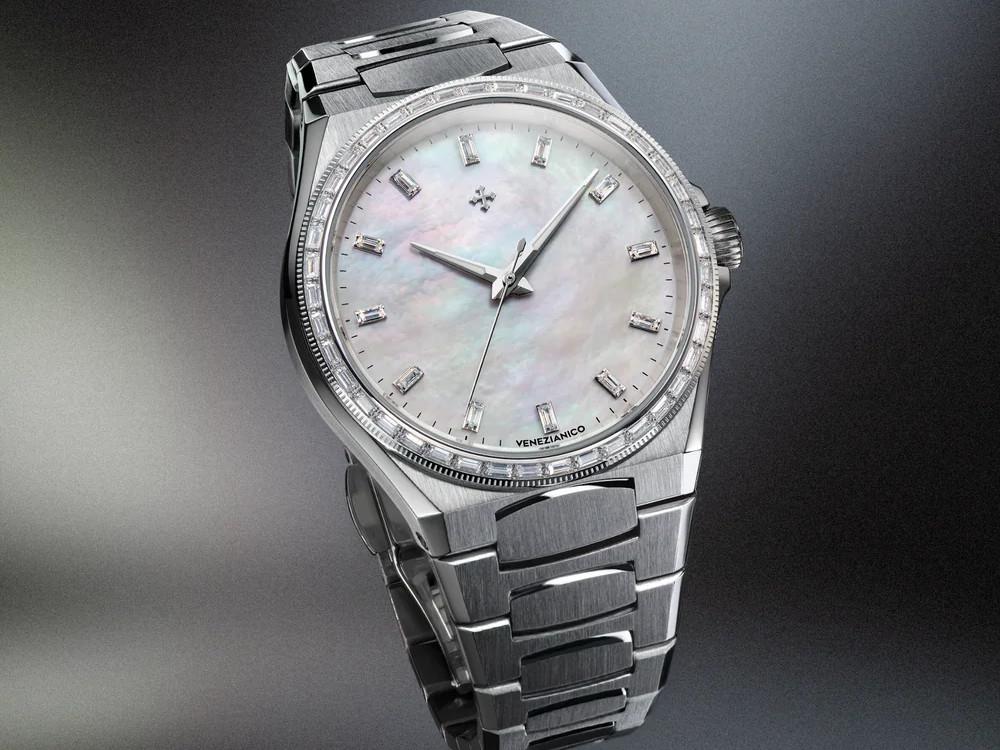 Montre Automatique Venezianico Arsenale Moissanite, 37 mm, Blanc, 6121511C