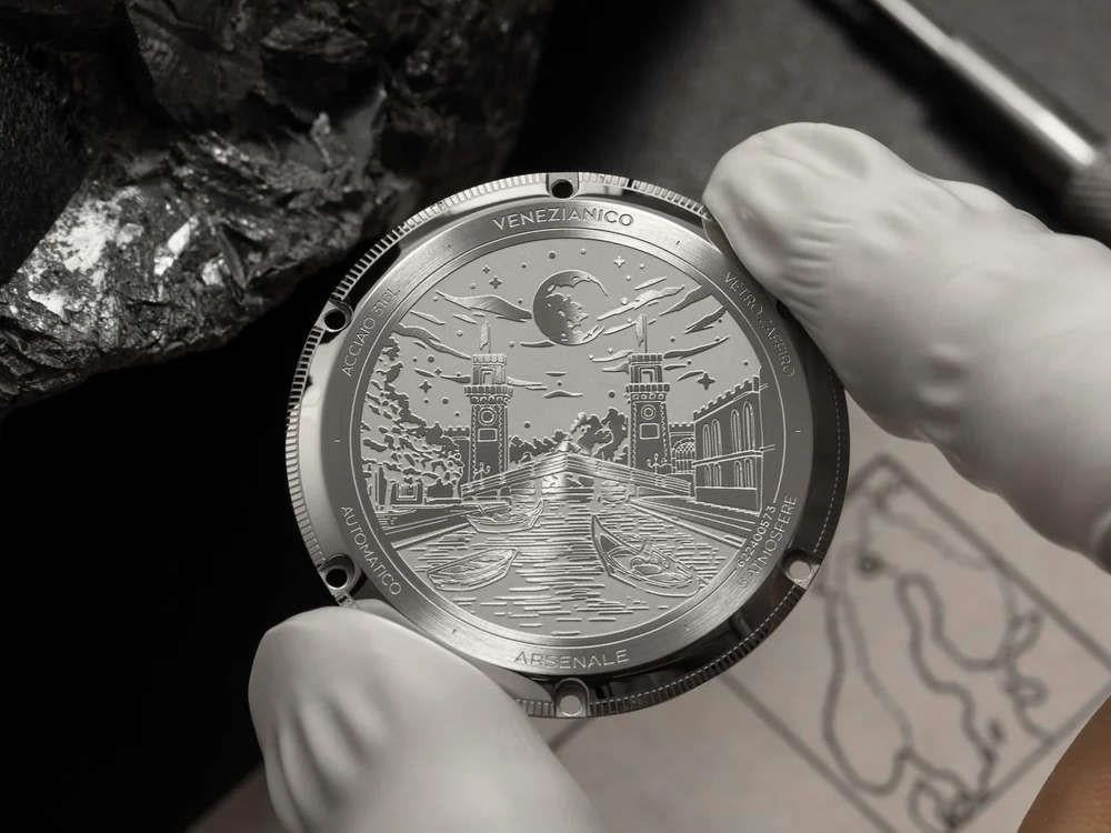 Montre Automatique Venezianico Arsenale Meteorite, 40 mm, Gris, 6221560C