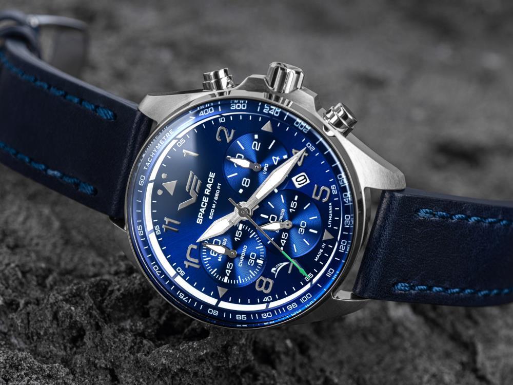Montre à Quartz Vostok Europe Space Race, Bleu, 46.5 mm, Chrono, 6S20-325A742