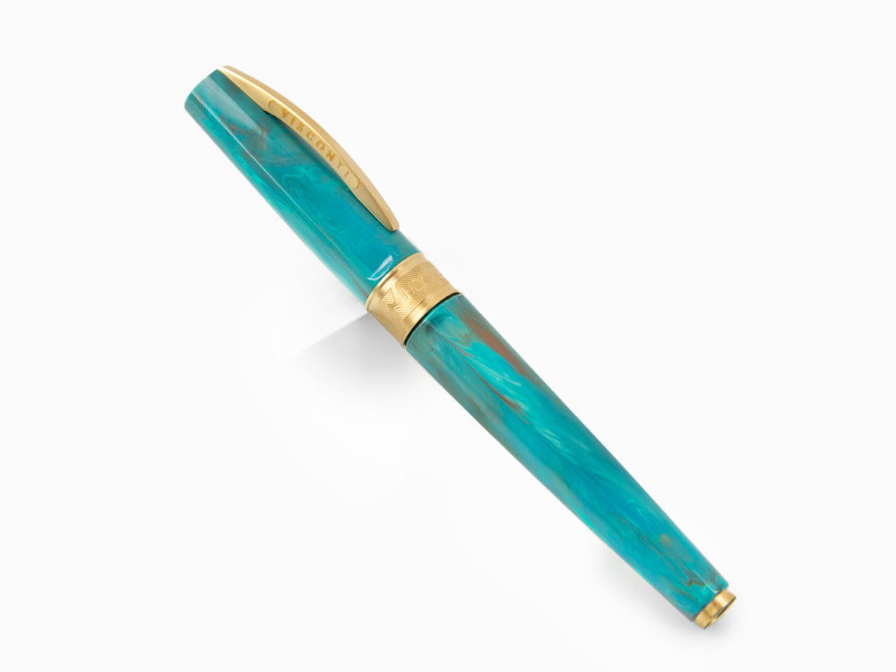 Stylo Plume Visconti Mirage Mythos Athena, Bleu, Plaqué or, KP07-15-FP