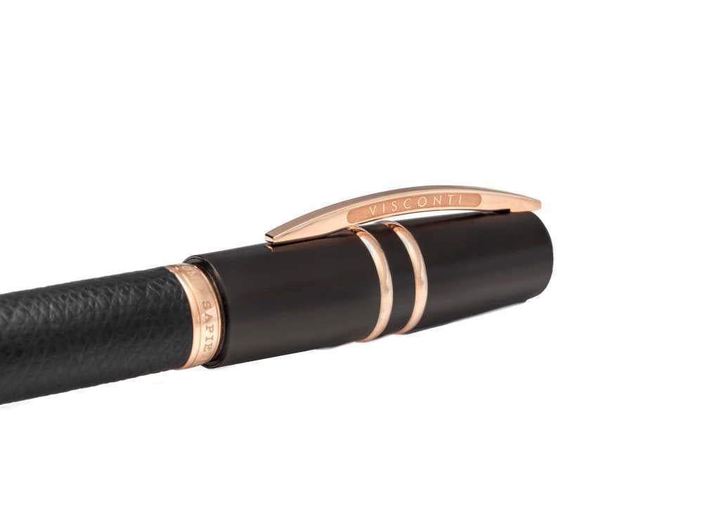 Roller Visconti Homo Sapiens Dual Touch Black, Cuir, PVD Or Rosé, KP15-23-RB