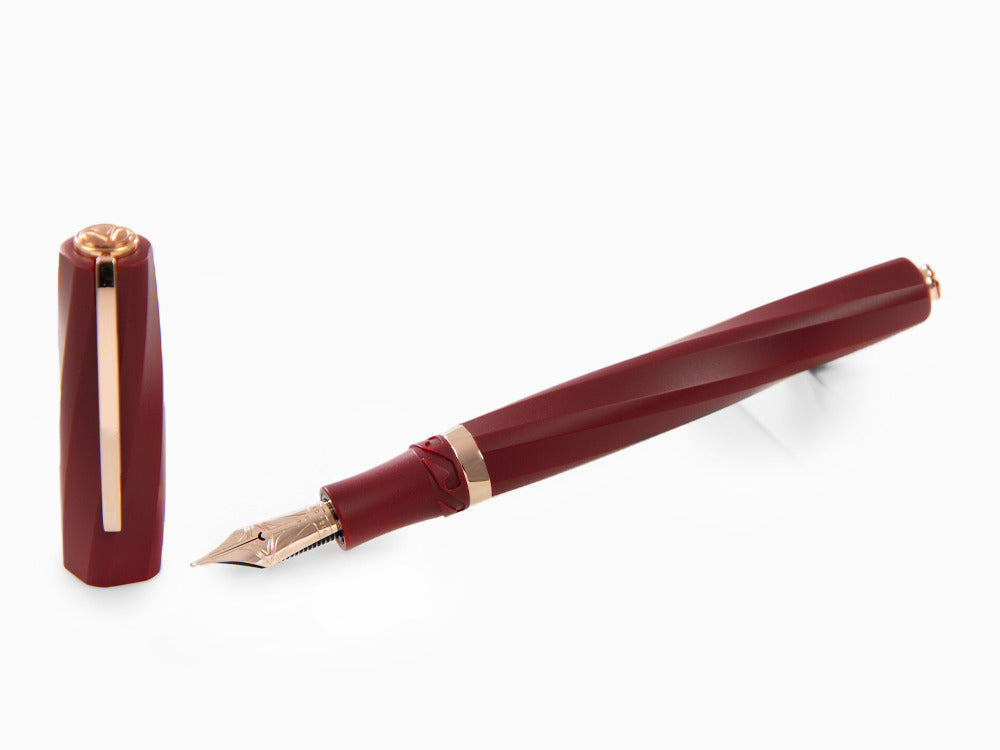 Stylo Plume Visconti Divina Bordeaux Matte, PVD Or Rosé, KP18-14-FP