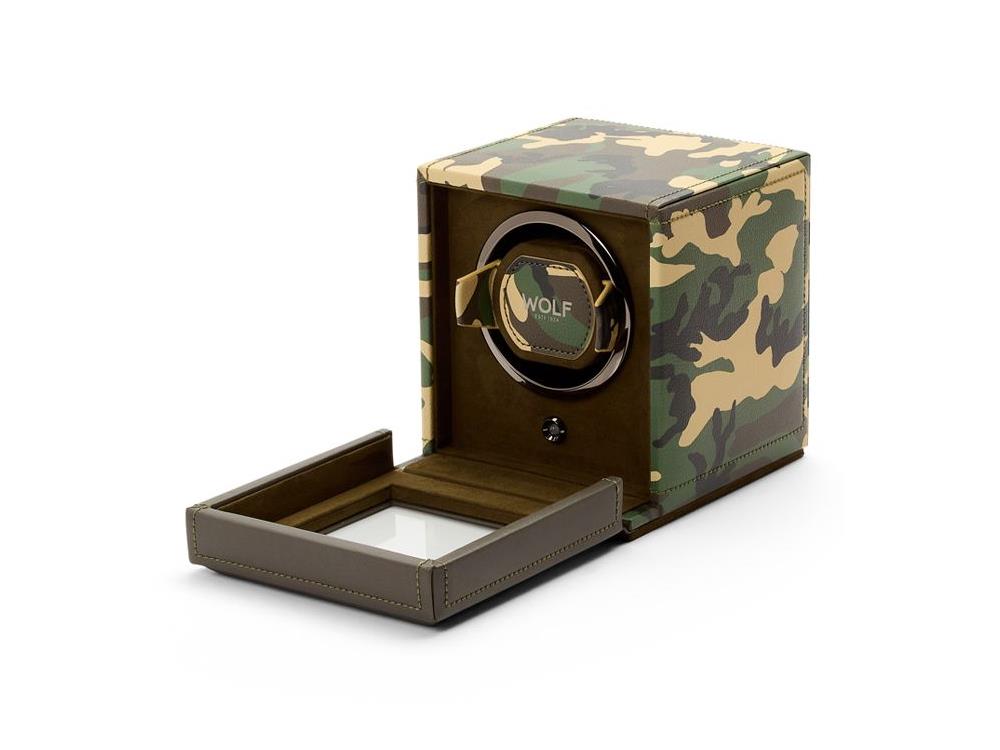 Remontoir WOLF Elements Earth, 1 Montre, Vert, Cuir Vegan, 665130