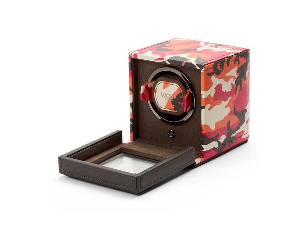 Remontoir WOLF Elements Fire, 1 Montre, Rouge, Cuir Vegan, 665172