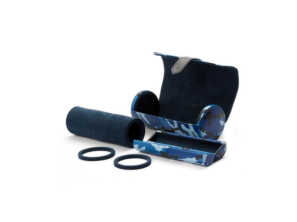 Étui WOLF Elements Water, 3 Montres, Bleu, Cuir Vegan, 665271