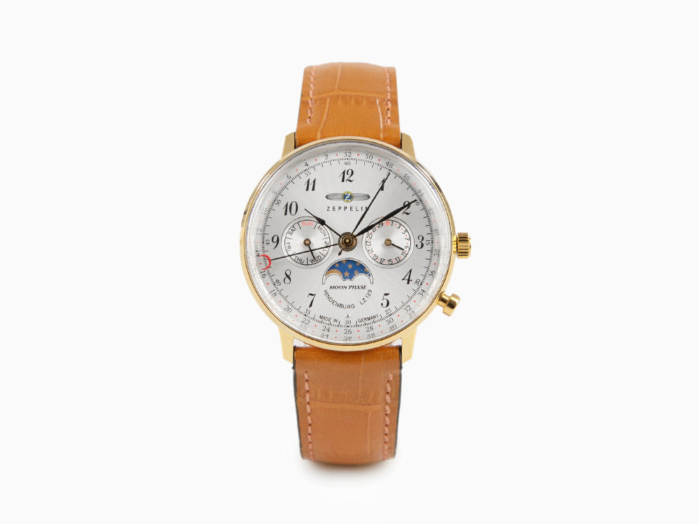 Montre à Quartz Zeppelin LZ 129 Hindenburg Moonphase Lady, PVD Or, 36 mm, 7039-1