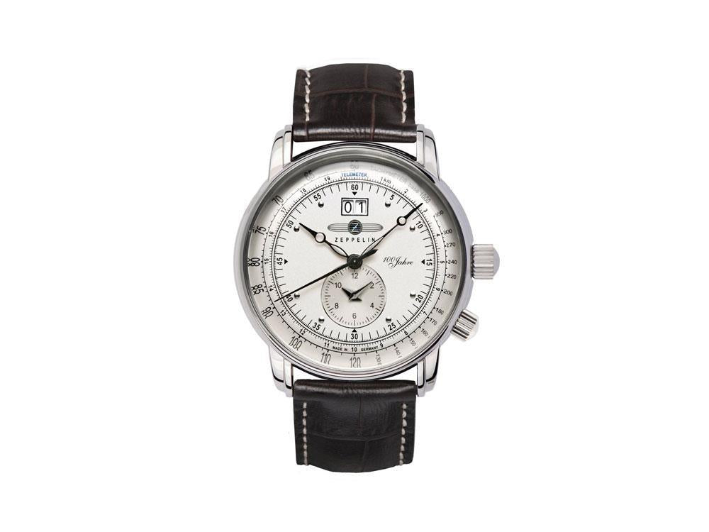 Montre à Quartz Zeppelin 100 Years Zeppelin Ed. 1, Argent, 42 mm, GMT, 7640-1