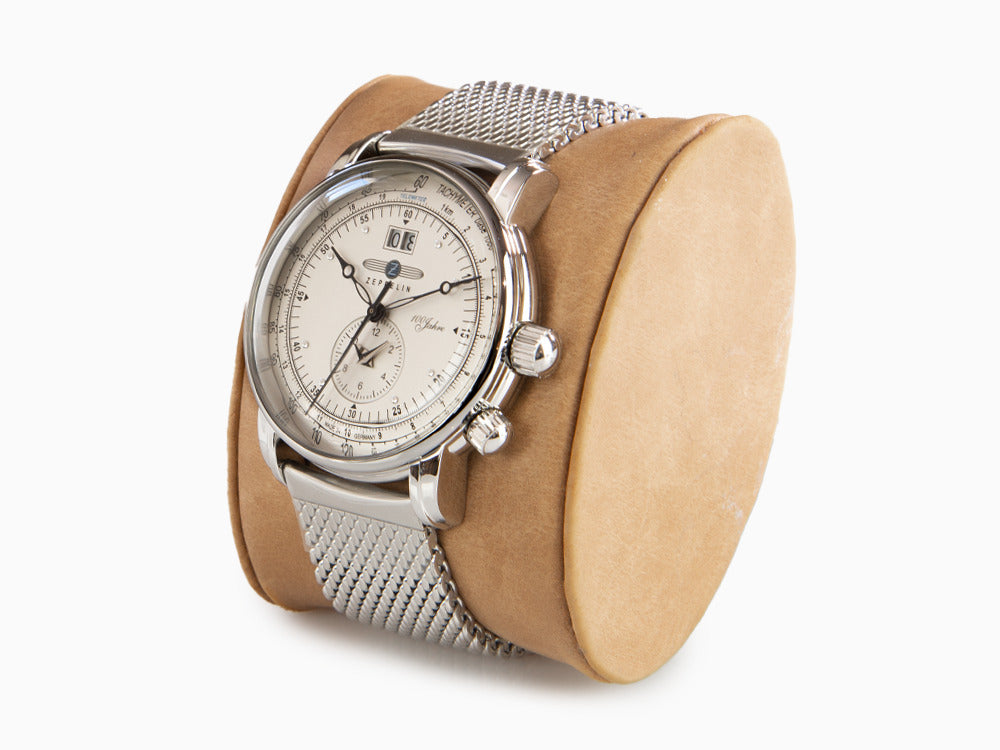 Montre à Quartz Zeppelin 100 Years Zeppelin Ed. 1, Argent, 42 mm, GMT, 7640M-1