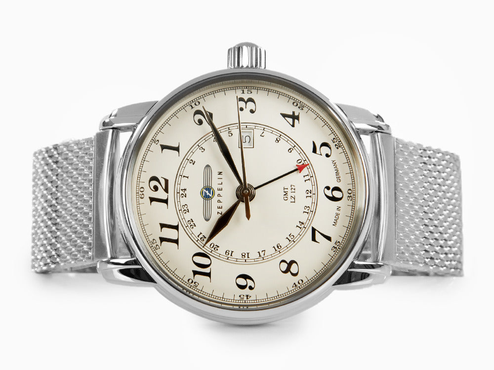 Montre à Quartz Zeppelin LZ 127 Graf Zeppelin, Beige, 42 mm, GMT, 7642M-5