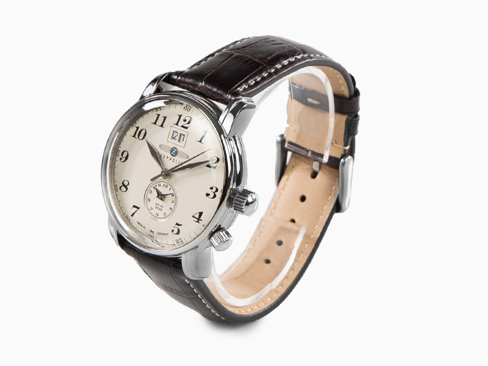 Montre à Quartz Zeppelin LZ 127 Graf Zeppelin, Beige, 42 mm, GMT, 7644-5