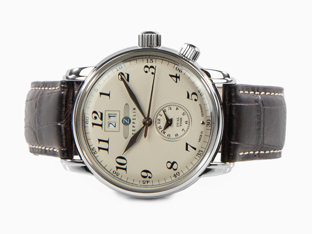 Montre à Quartz Zeppelin LZ 127 Graf Zeppelin, Beige, 42 mm, GMT, 7644-5