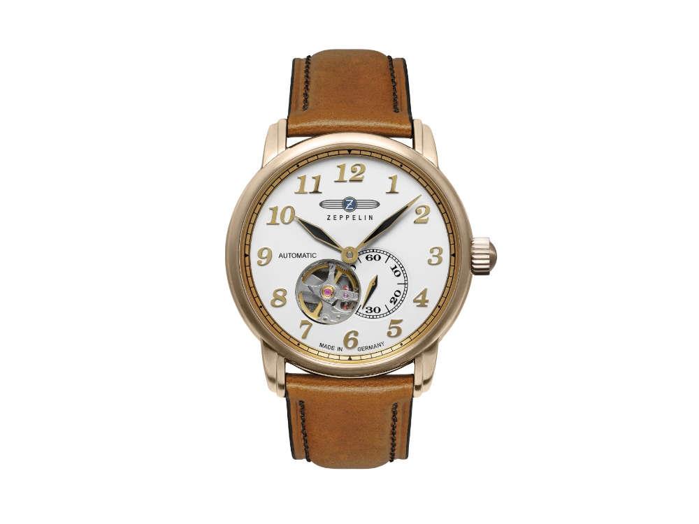 Montre Automatique Zeppelin LZ 127 Graf Zeppelin, PVD Or, Blanc, 40 mm, 7664-1