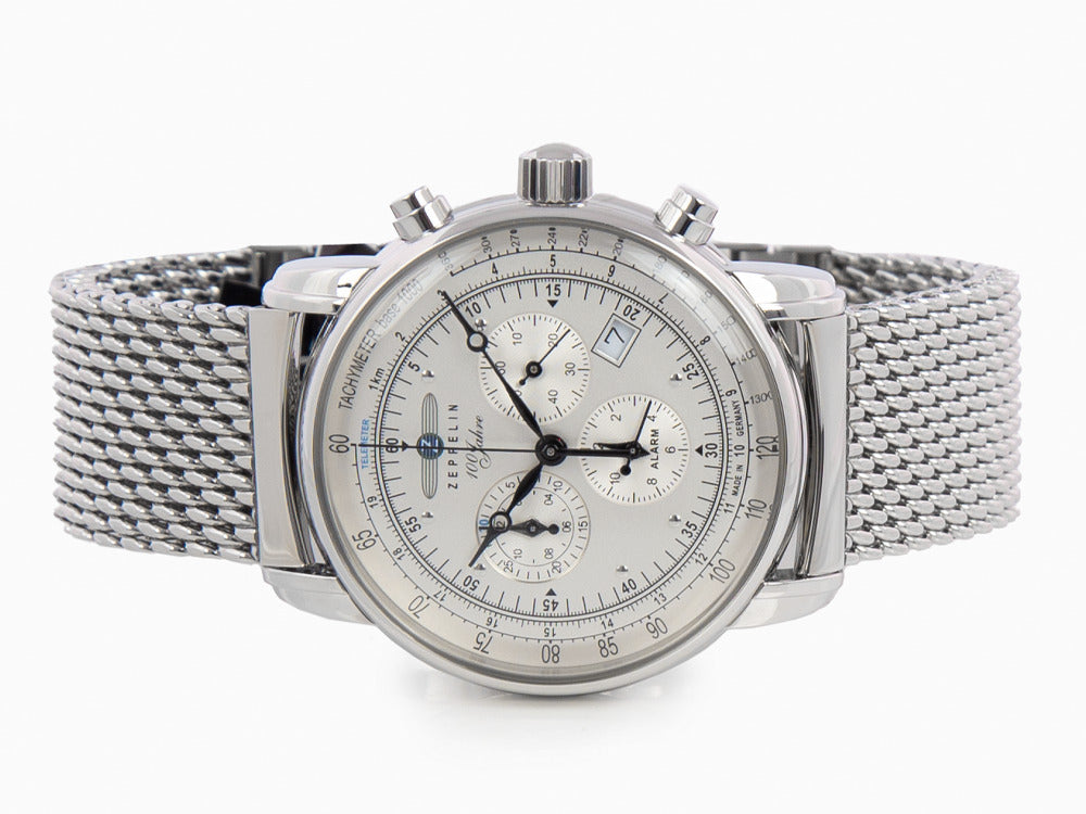 Montre à Quartz Zeppelin 100 Years Zeppelin Ed. 1, Argent, 42 mm, Jour, 7680M-1