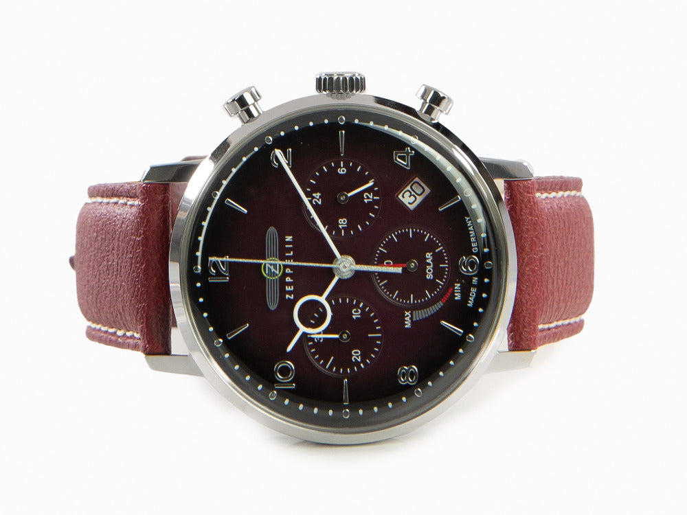 Montre à Quartz Zeppelin LZ 129 Hindenburg, Rouge, 41 mm, Jour, Cuir, 8086-2n