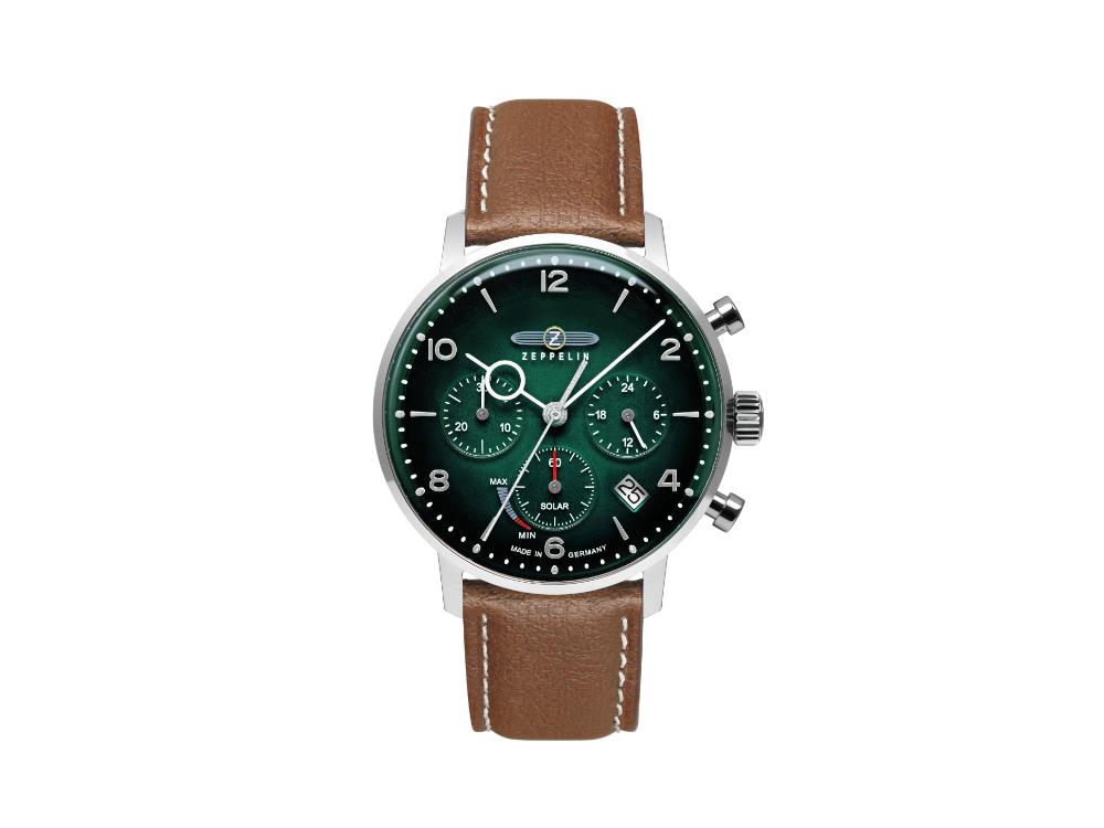 Montre à Quartz Zeppelin LZ 129 Hindenburg, Vert, 41 mm, Jour, Cuir, 8086-4n