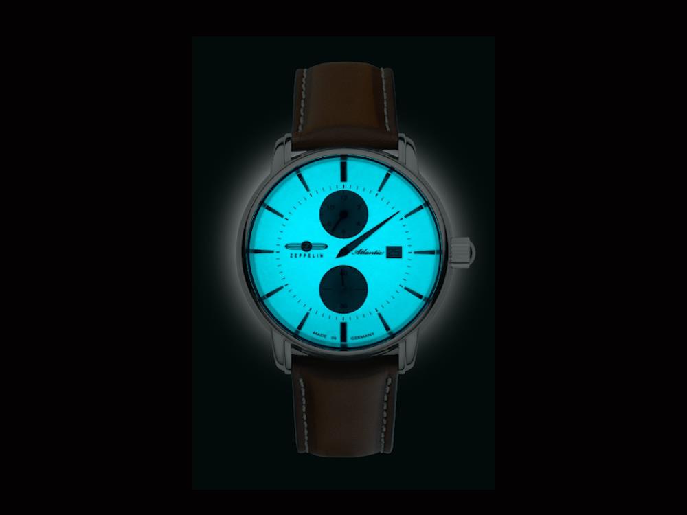 Montre Automatique Zeppelin Atlantic, Beige, 42 mm, Bracelet en cuir, 8426-5