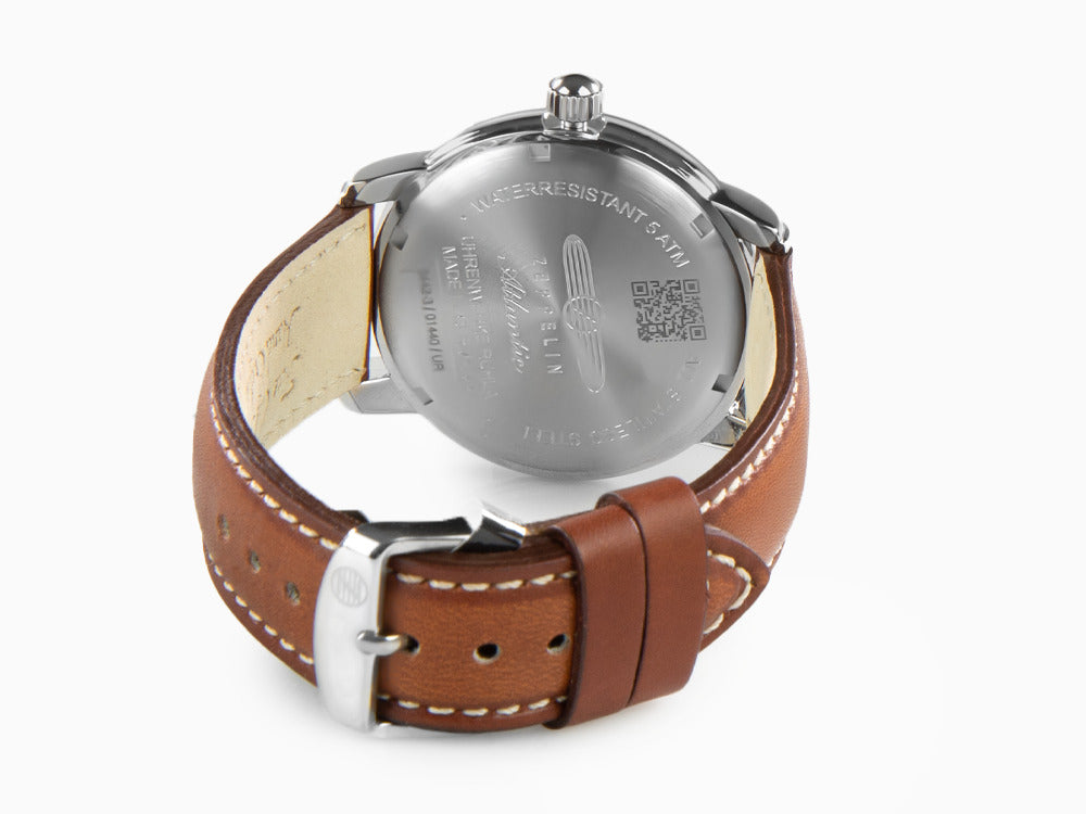 Montre à Quartz Zeppelin Atlantic, Bleu, 41 mm, Jour, Bracelet en cuir, 8442-3