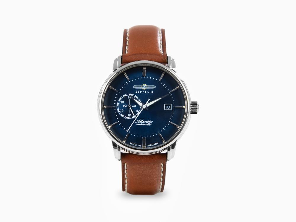 Montre Automatique Zeppelin Atlantic, Bleu, 41 mm, Jour, Bracelet cuir, 8470-3