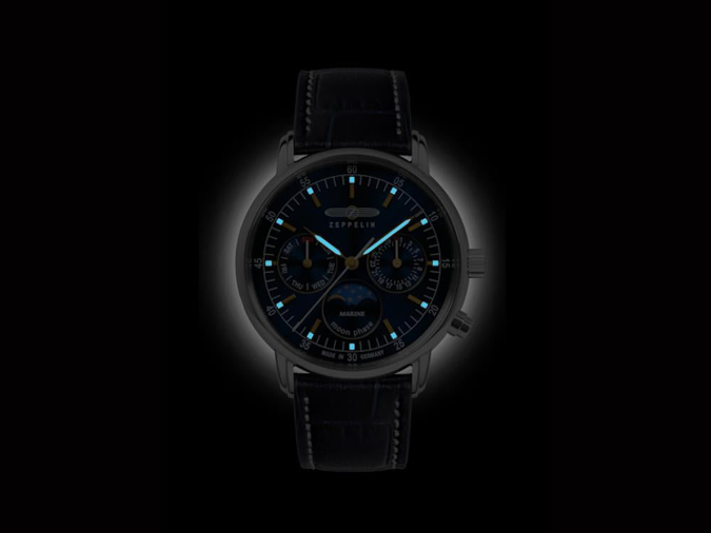 Montre à Quartz Zeppelin LZ14 Marine, Bleu, 36 mm, 8635-3