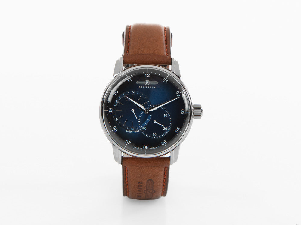 Montre Automatique Zeppelin Captain Line, Bleu, 42 mm, Bracelet en cuir, 8662-3