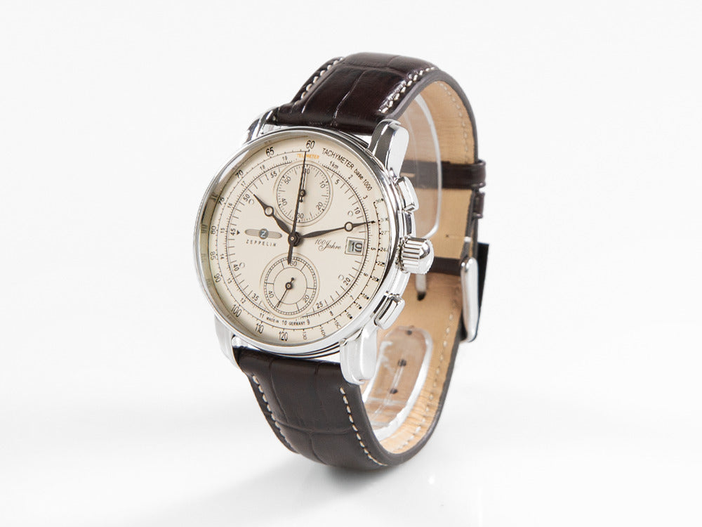 Montre à Quartz Zeppelin 100 Years Zeppelin Ed. 1, Blanc, 42 mm, Jour, 8670-1