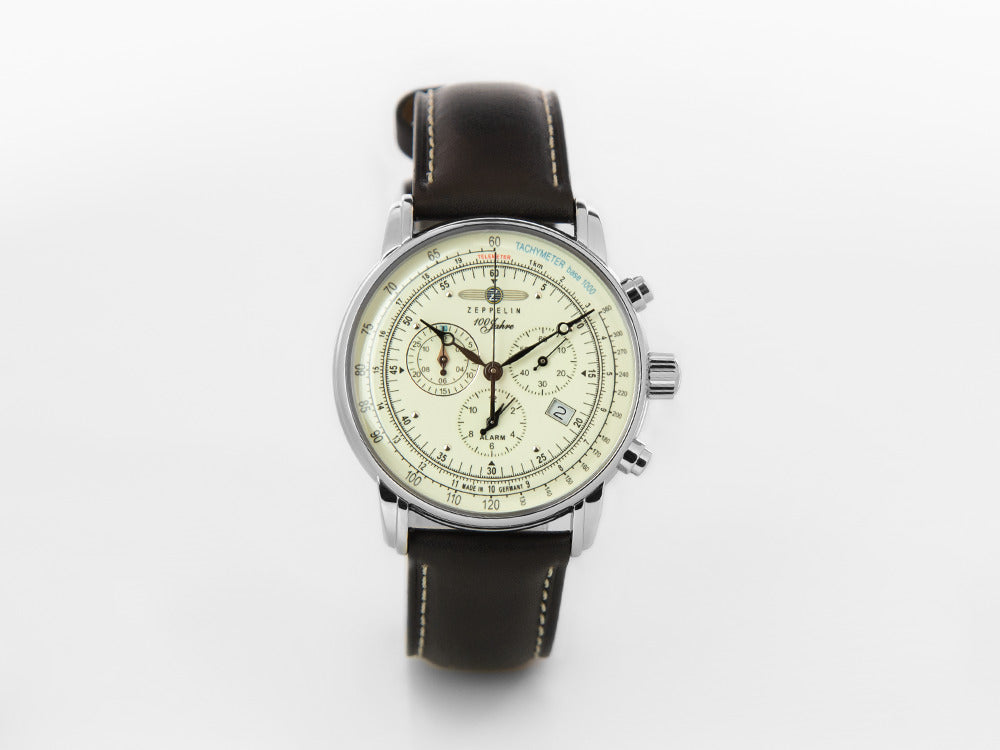 Montre à Quartz Zeppelin 100 Years Zeppelin Ed. 1, Blanc, 42 mm, Jour, 8680-3