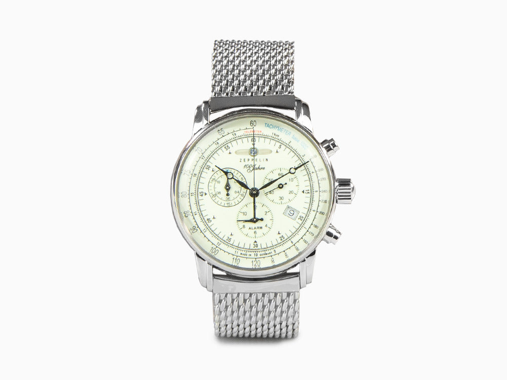 Montre Zeppelin 100 Years Zeppelin Ed. 1, Beige, 42 mm, Jour, Maille, 8680M-3