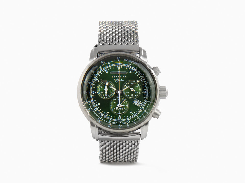 Montre à Quartz Zeppelin 100 Years Zeppelin Ed. 1, Vert, 42 mm, Maille, 8680M-4