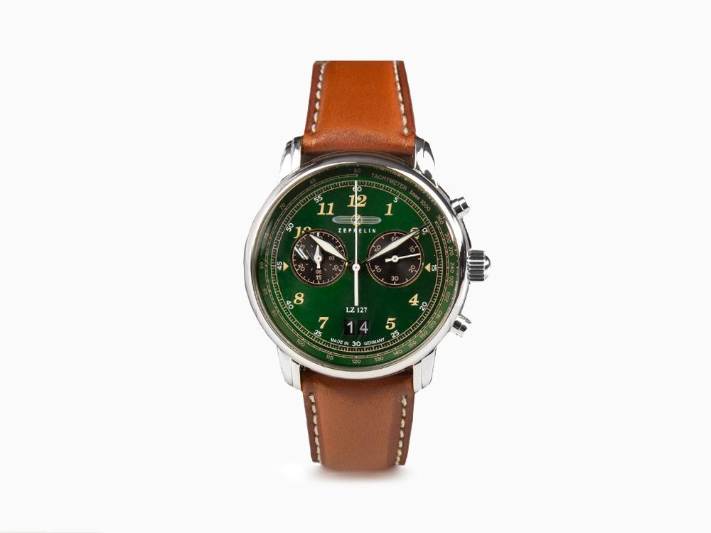 Montre à Quartz Zeppelin LZ 127 Graf Zeppelin, Vert, 40 mm, Chronographe, 8684-4