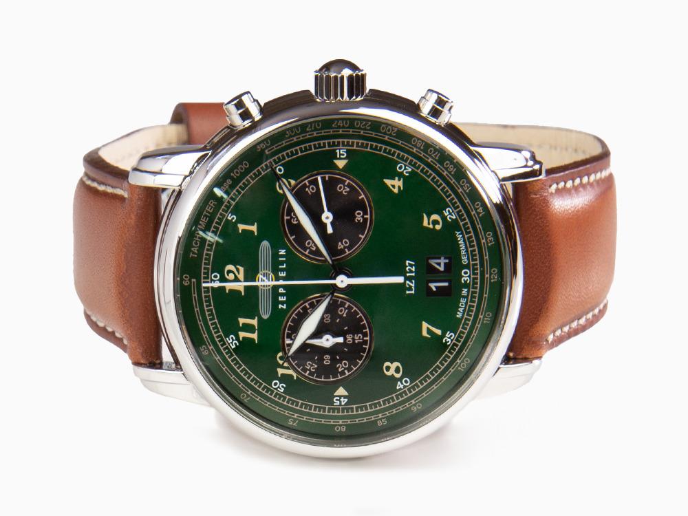 Montre à Quartz Zeppelin LZ 127 Graf Zeppelin, Vert, 40 mm, Chronographe, 8684-4