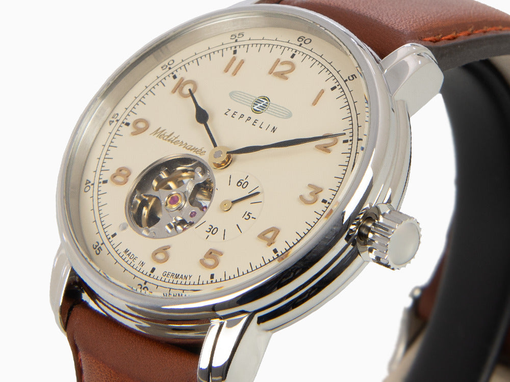 Montre Automatique Zeppelin Méditerranée with Open Heart, Beige, 40 mm, 9666-5