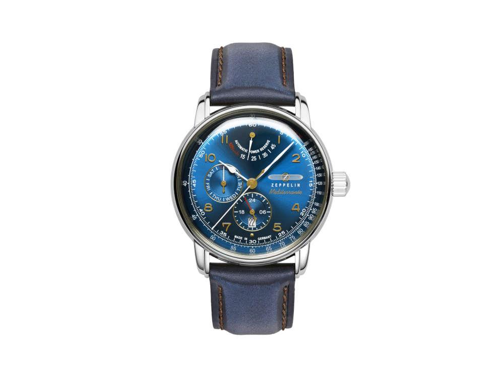 Montre Automatique Zeppelin Méditerranée, Bleu, 42 mm, Jour, 9690-3