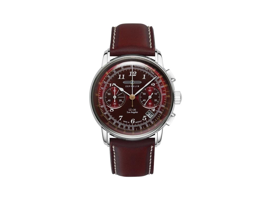 Montre à Quartz Zeppelin LZ126 Los Angeles, Rouge, 42 mm, 7614-6