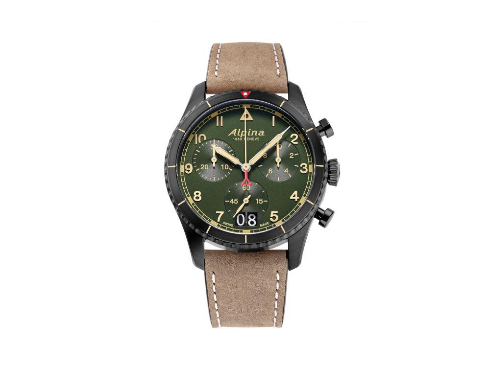 Montre à Quartz Alpina Startimer, 41 mm, Vert, Jour, AL-372GR4FBS26