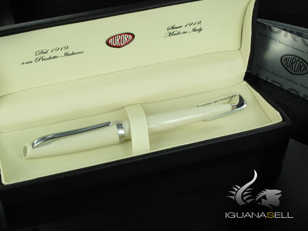 Stylo Aurora Style - Résine Blanche et Finitions Chromées - E32CW