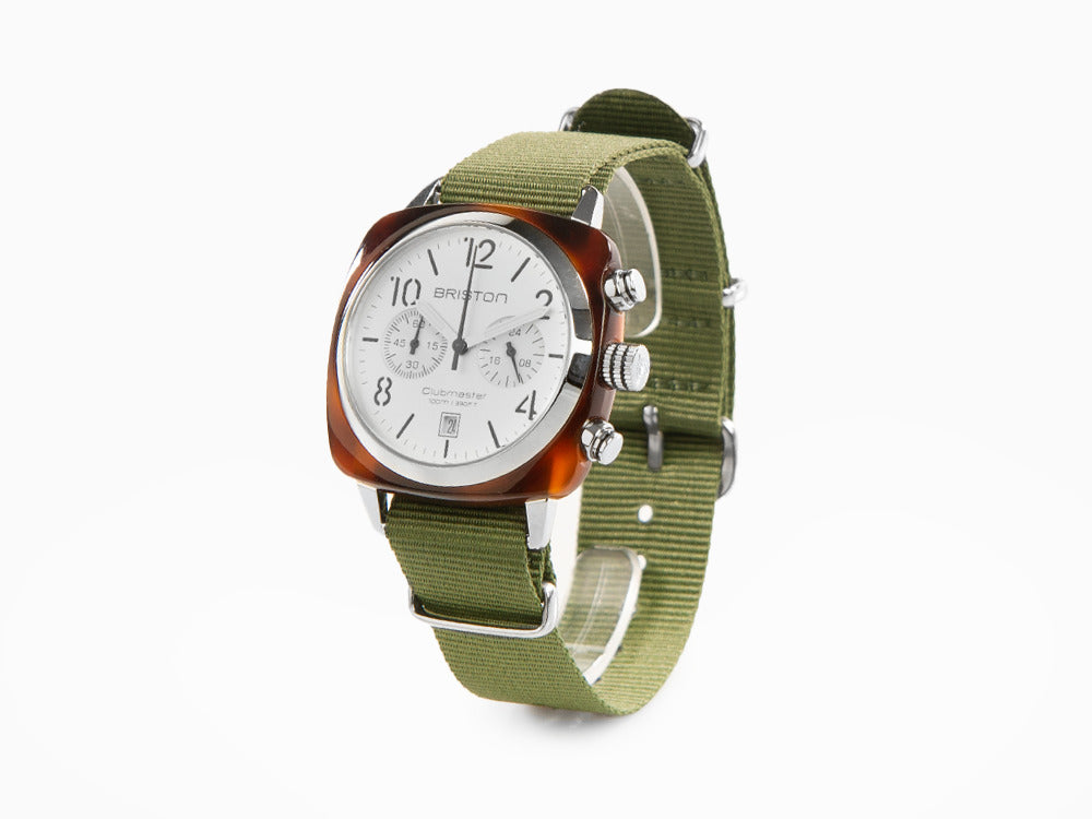 Montre Briston Clubmaster Classic, Cellulose, Blanc, 40 mm, 16140.SA.T.2.NGA