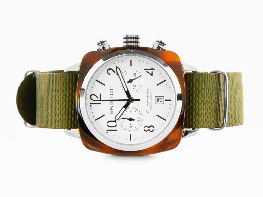 Montre Briston Clubmaster Classic, Cellulose, Blanc, 40 mm, 16140.SA.T.2.NGA