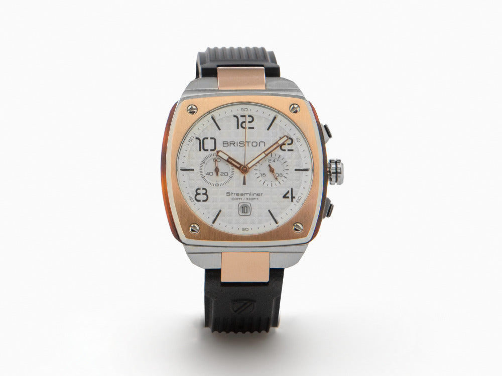 Montre à Quartz Briston Streamliner Urban, PVD, Blanc, 42 mm, 22142.RGS.T.2.RB