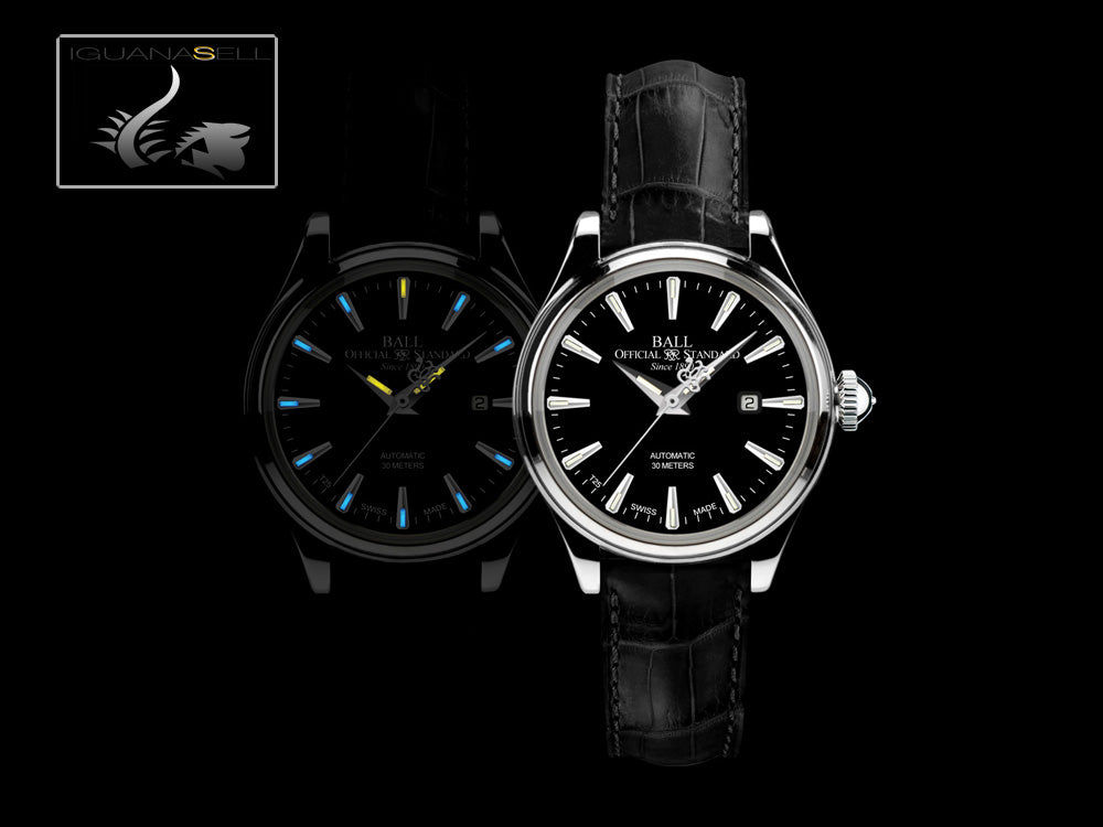 Montre Ball Trainmaster Eternity Ladies, Noir, Bracelet de cuir