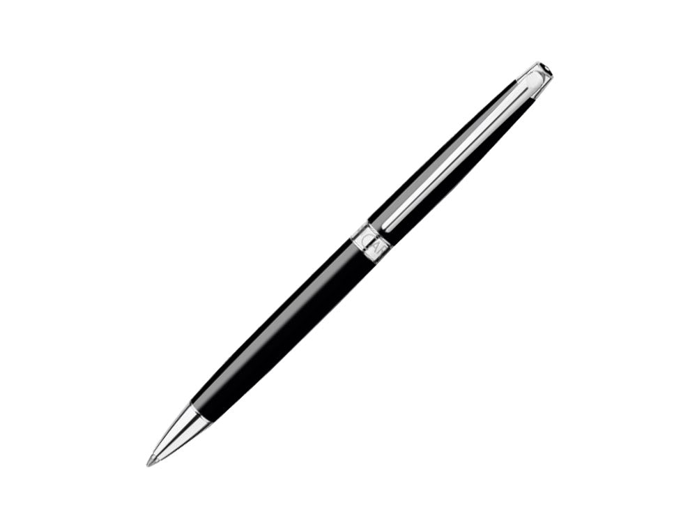 Stylo bille Caran d´Ache Léman Slim Black Ebony, Laque, Rhodium, Noir, 4781.782