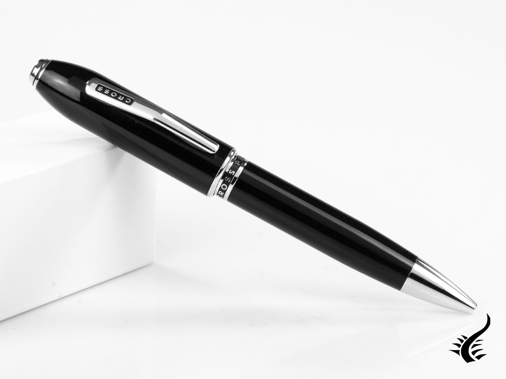 Stylo bille Cross Peerless 125, Laque, Noir, Poli, Platine, AT0702-1