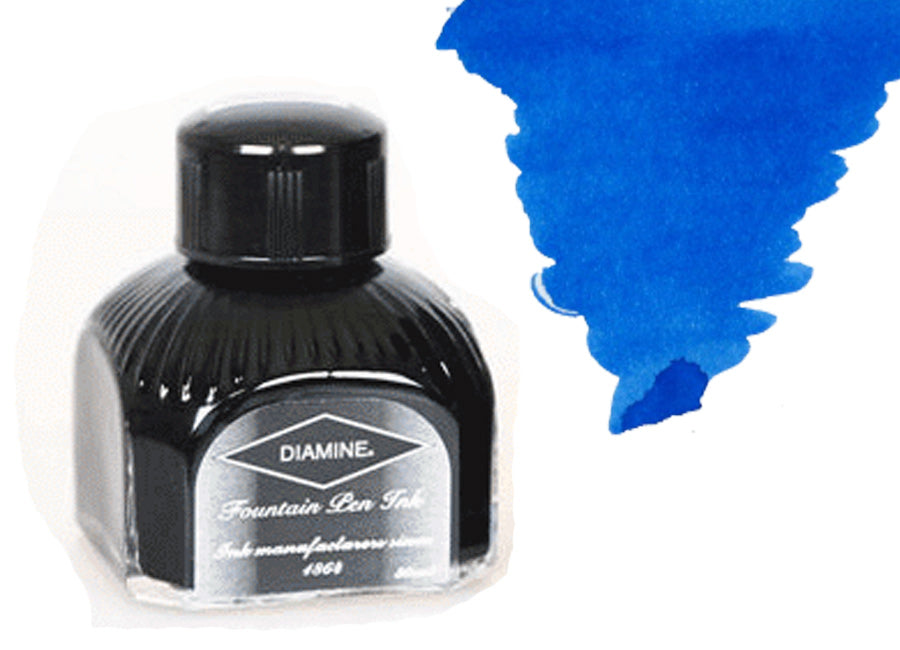 Encrier Diamine, 80ml., Royal Blue, Bouteille en verre italien