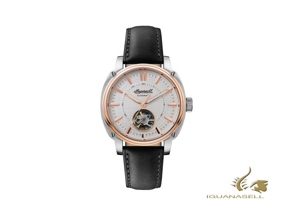 Montre Automatique Ingersoll Director, 46 mm, Or rose, Blanc, Cuir, I08101