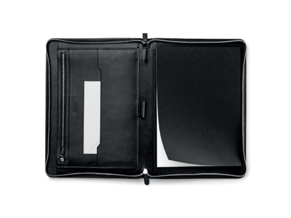 Zip Padfolio, Montegrappa Signet Series, Cuir, Coton, Noir, IC00HN02