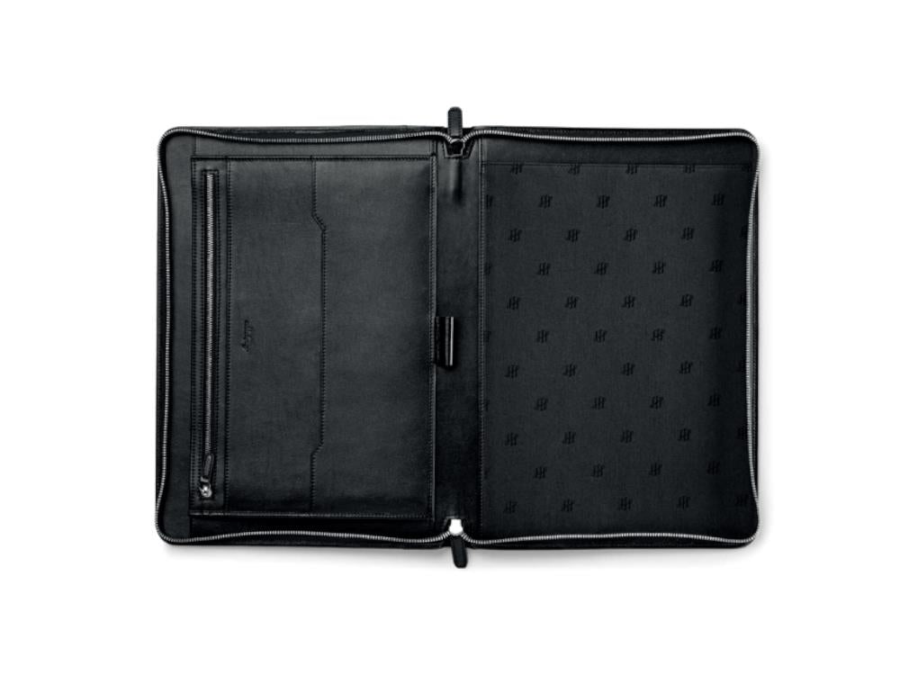Zip Padfolio, Montegrappa Signet Series, Cuir, Coton, Noir, IC00HN02