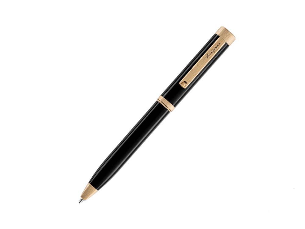 Stylo bille Montegrappa Quattro, Résine Acrilique, Plaqué or, Noir, ISZ4IBIY