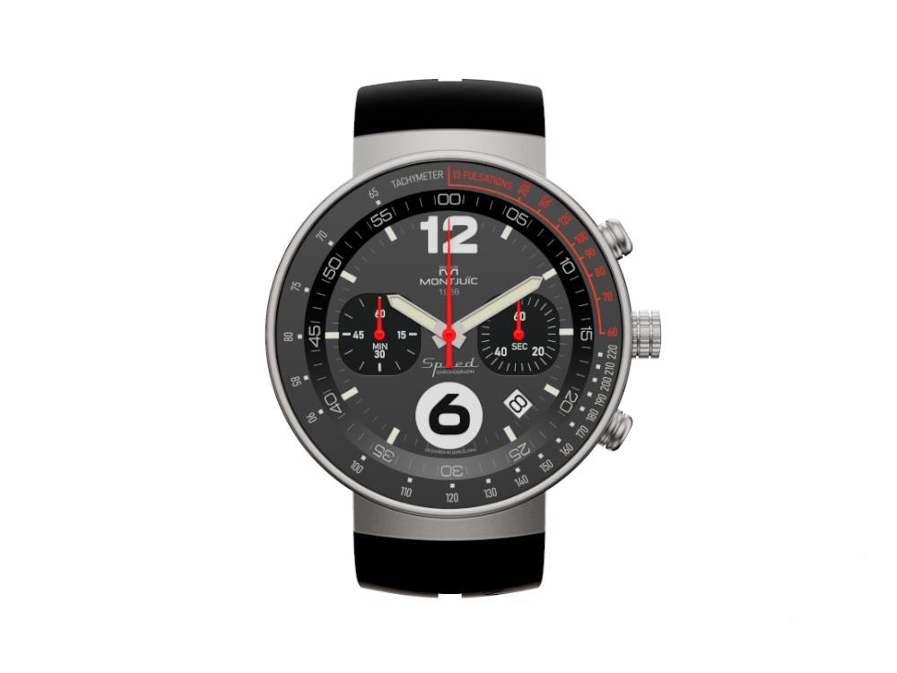 Montre à Quartz Montjuic Speed Chronograph, Noir, 45 mm, MJ2.0202.S