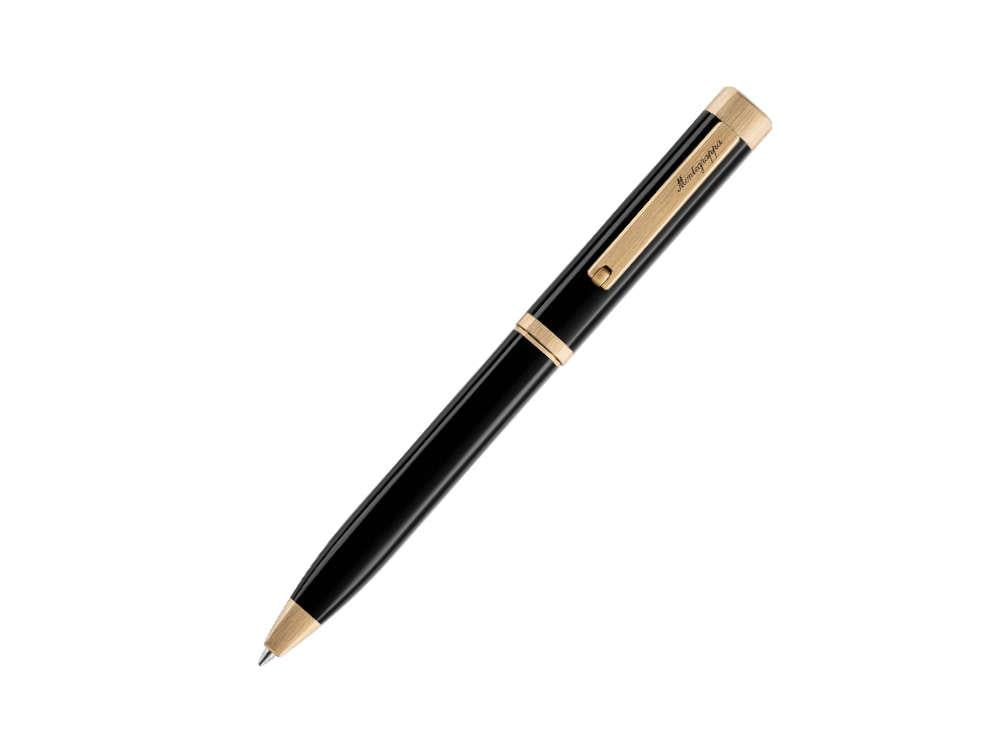 Stylo bille Montegrappa Quattro, Résine Acrilique, Plaqué or, Noir, ISZ4IBIY